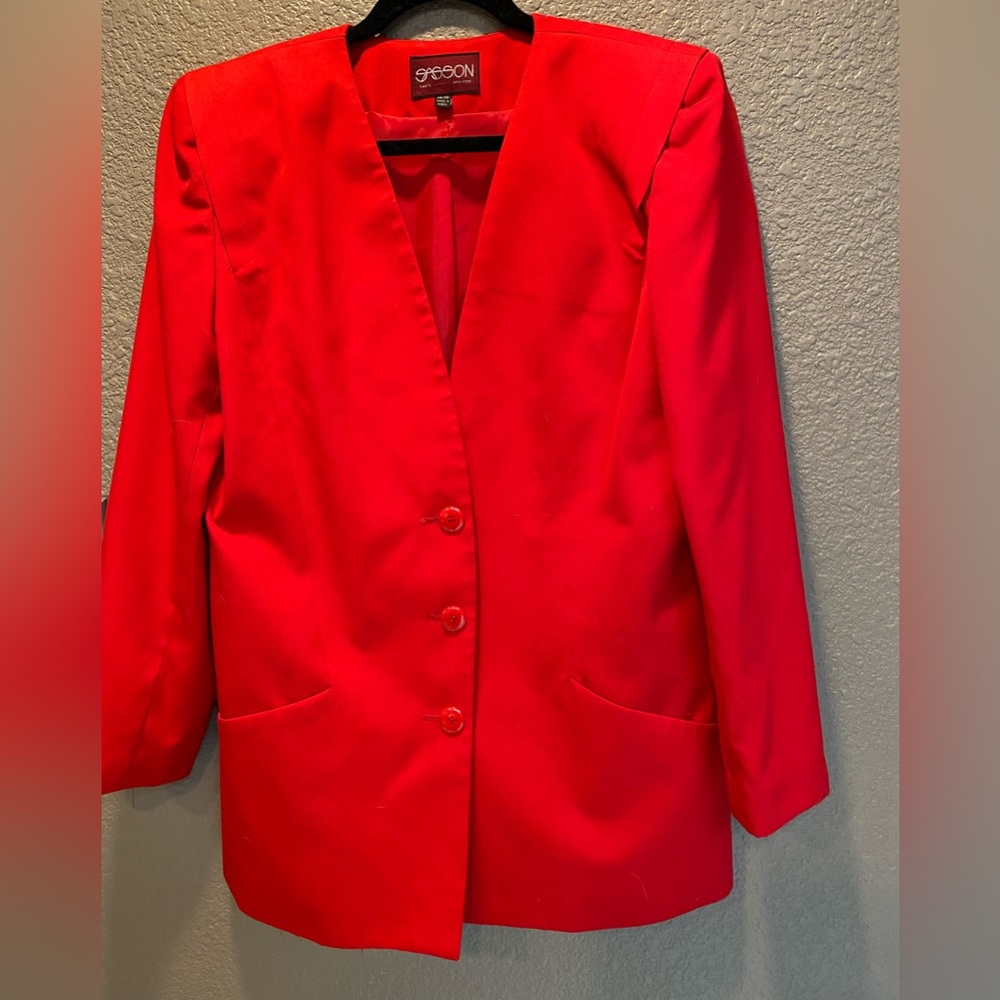 Vintage Sassoon, women’s red business suit. Brand new never worn.